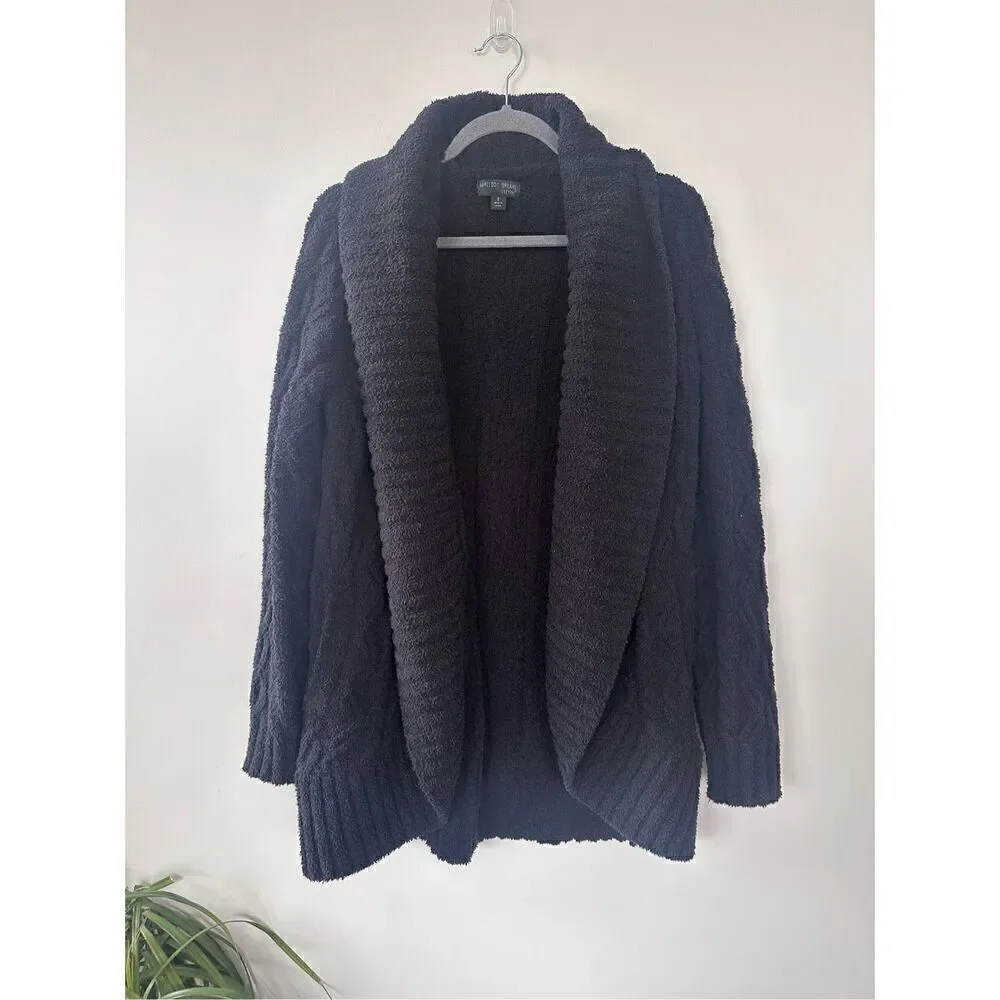 Barefoot‎ Dreams CozyChic Chenille Shawl Cardi Thick Black